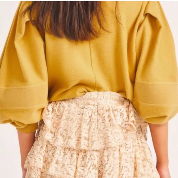 LoveShackFancy Lewin Puff-Sleeve Pullover Sweater | Size Large | NWT - Picture 3 of 16